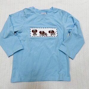 NWT The Smocking Place Light blue puppy/dog long sleeve tee - preppy - sz 5